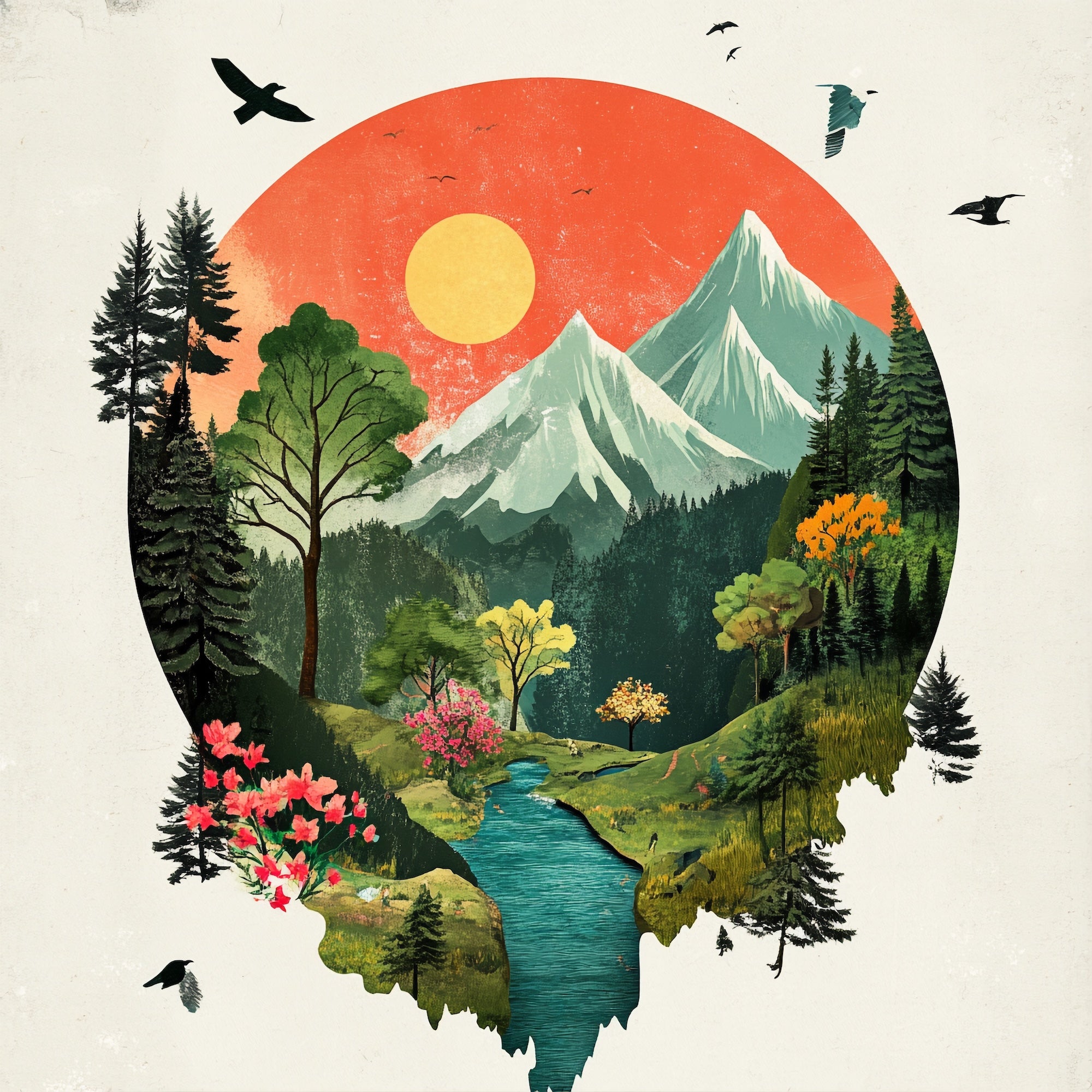„Stilles Tal“ – Harmonie in Farbe und Form - Poster